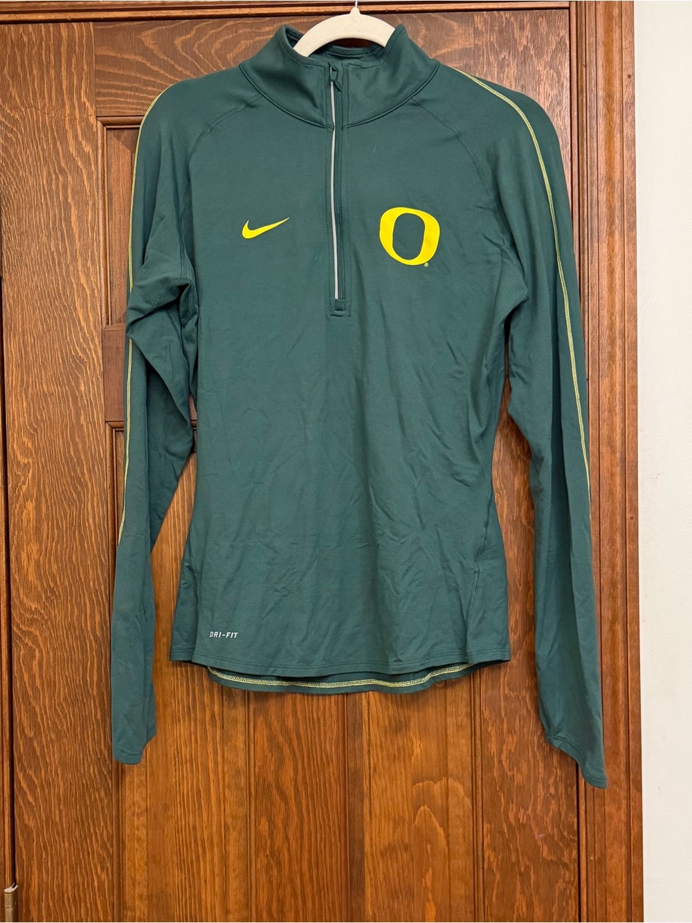 Nike Green Long-Sleeve Quarter-Zip with Yellow Oregon 'O'